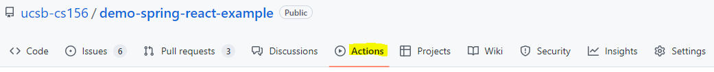 GitHub Actions tab