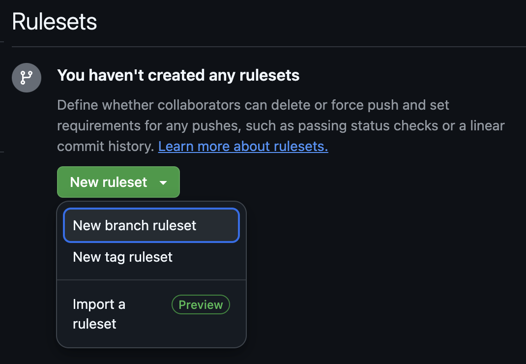 Branch protection rules setup