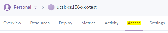 Heroku Access Tab