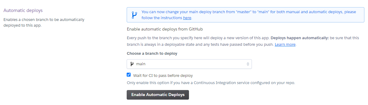 Heroku Automatic Deployments