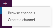 Slack Channel Create dropdown