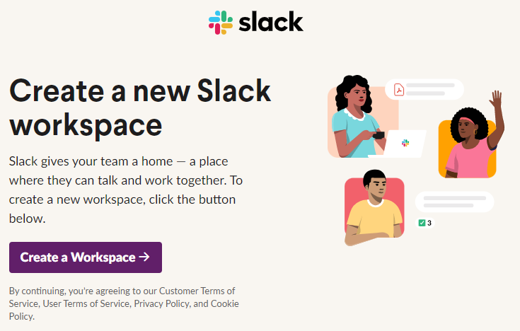 Slack Landing page