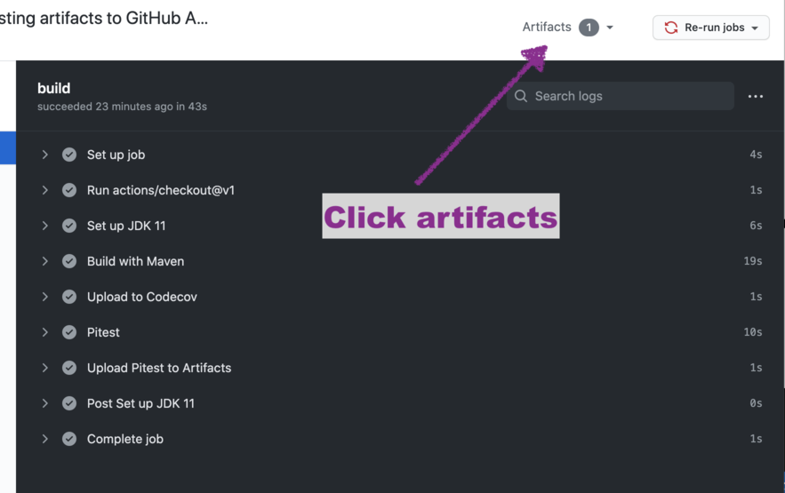 click on artifacts